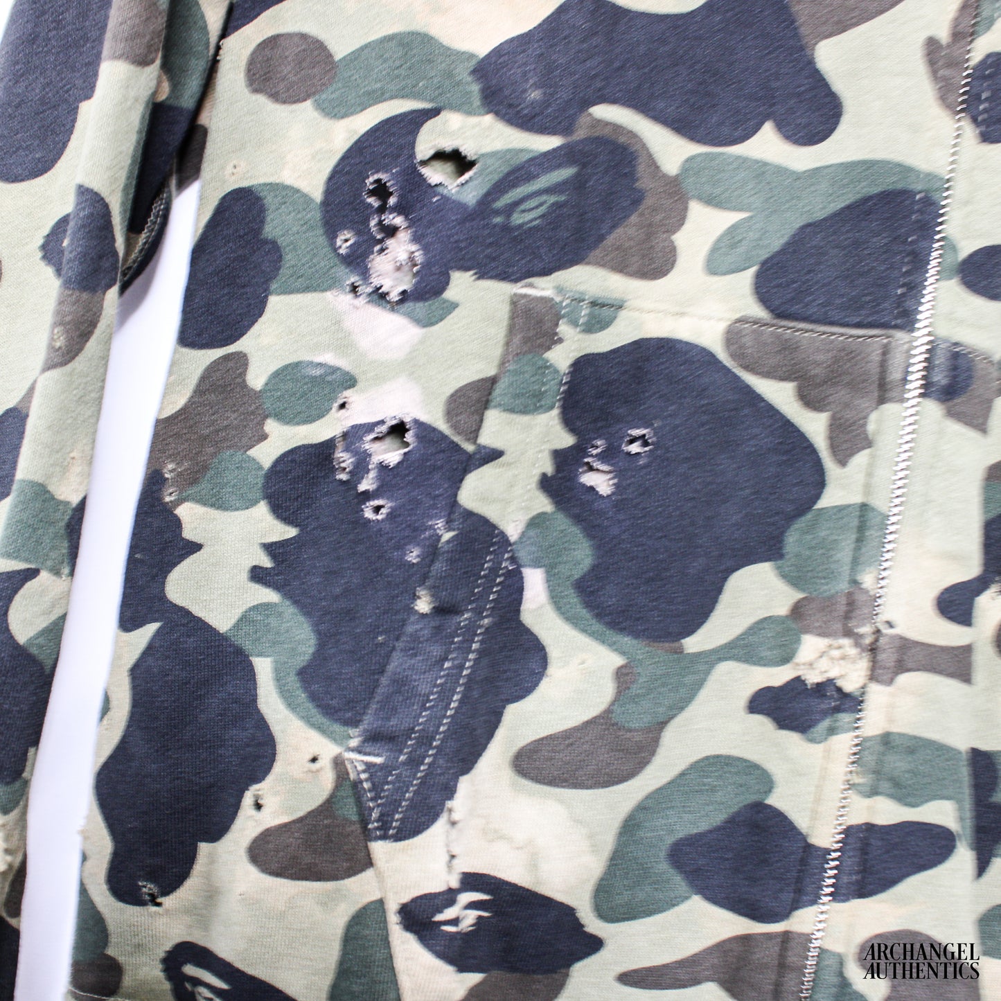 BAPE PONR 1st Camo Shark Full Zip Hoodie Green