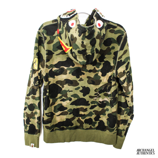 BAPE PONR 1st Camo Shark Full Zip Hoodie Green