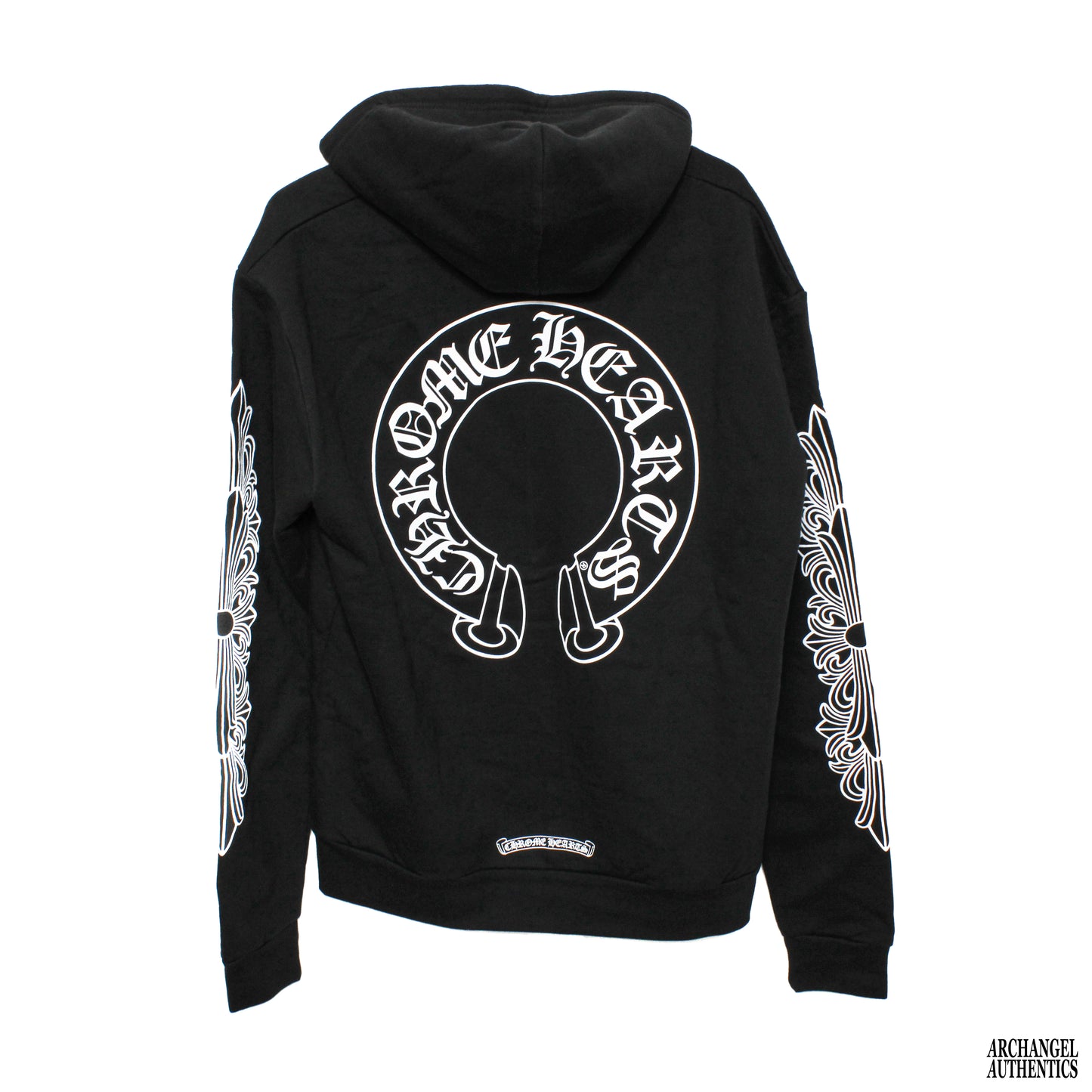 Sudadera con capucha y cremallera de manga cruzada con diseño floral de herradura de Chrome Hearts