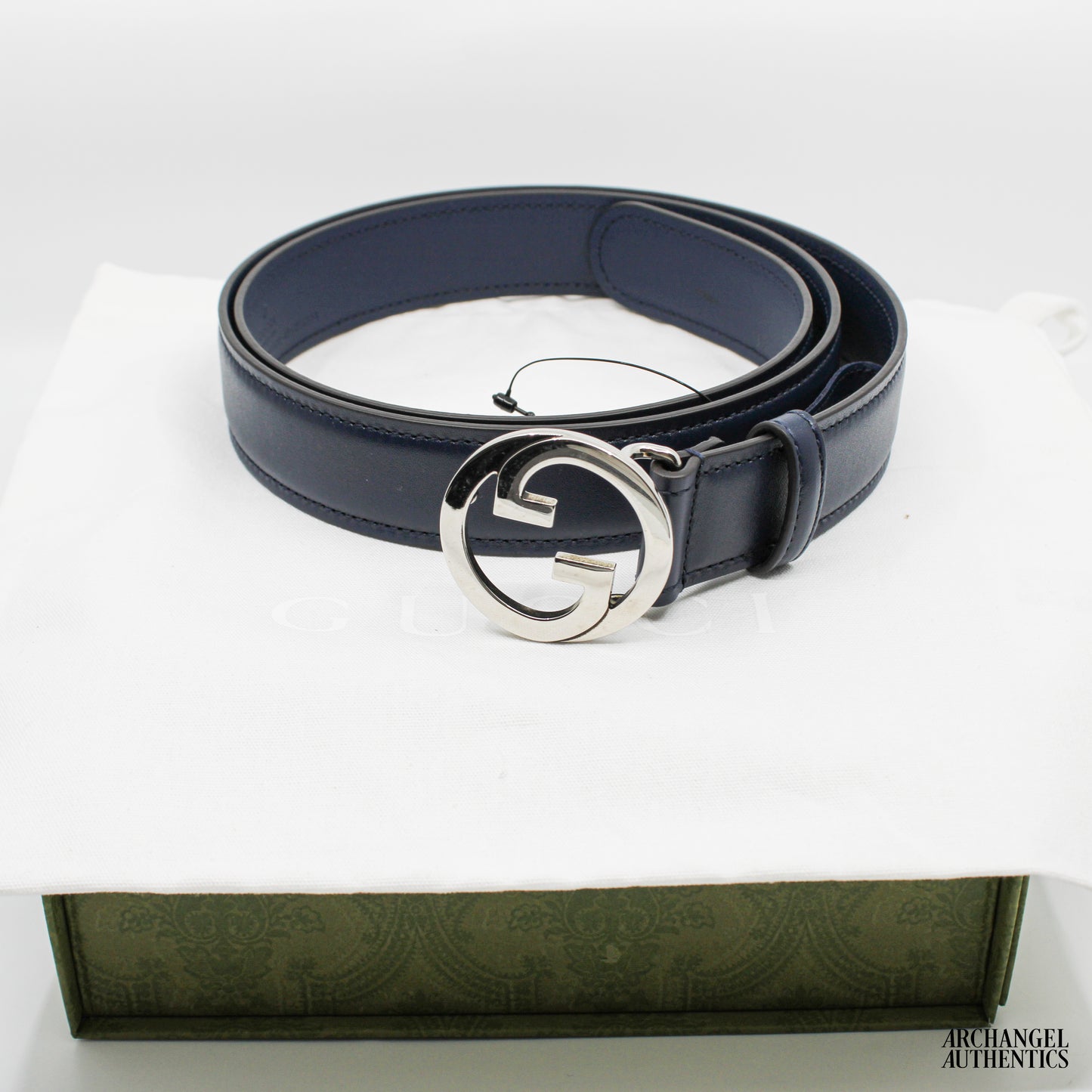 Gucci Blondie Interlocking G Belt Leather Blue Agata | 734771 US10N 4157