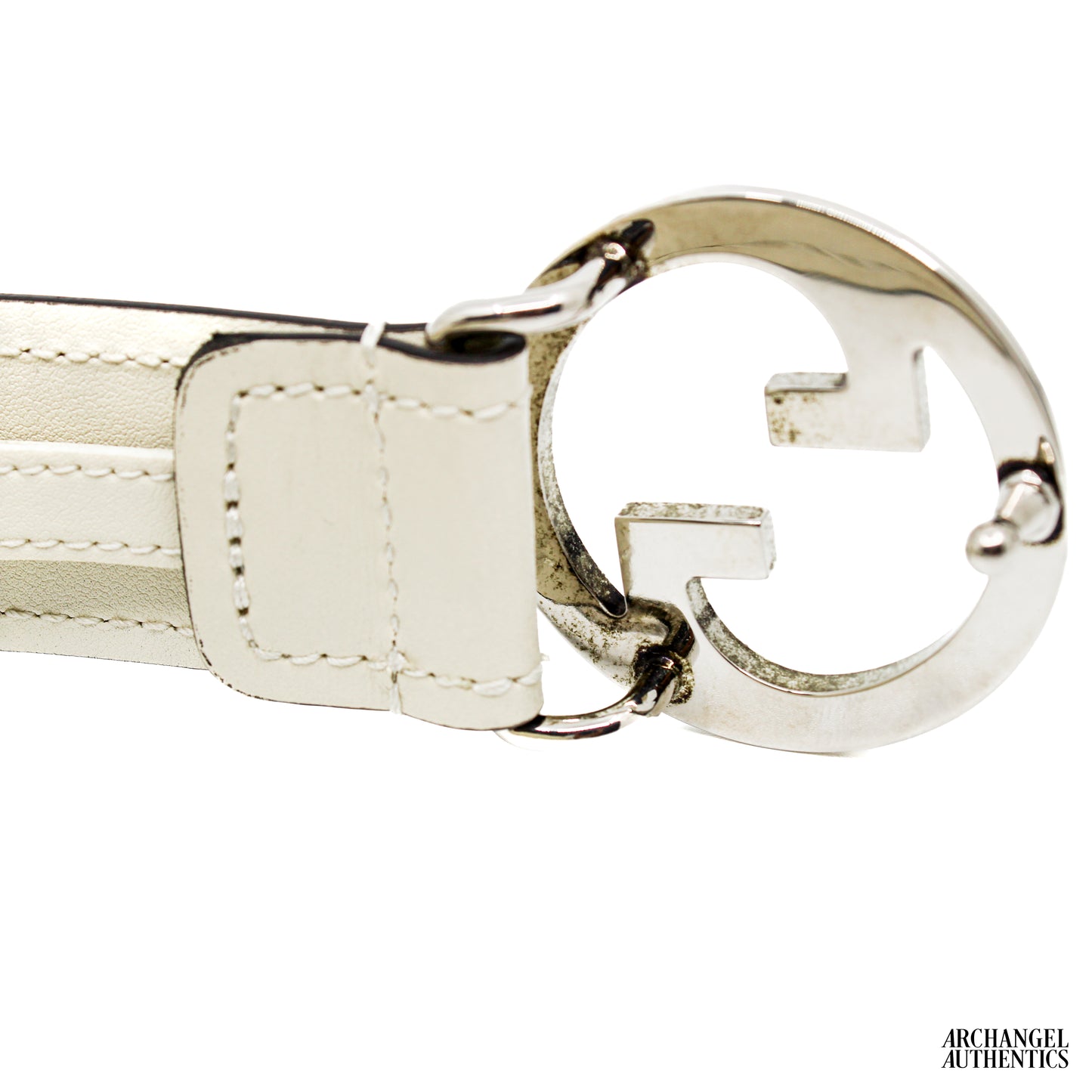 Gucci Blondie Interlocking G Belt Leather Mystic White | 734771 US10N 9022