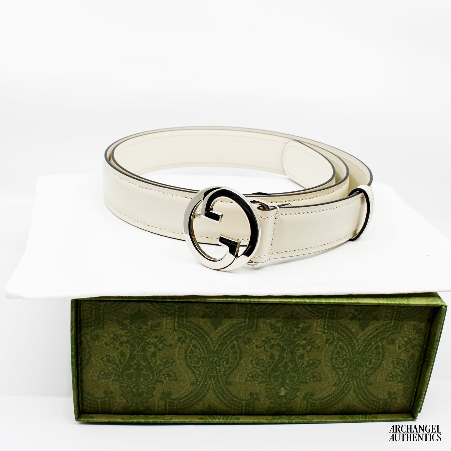 Gucci Blondie Interlocking G Belt Leather Mystic White | 734771 US10N 9022