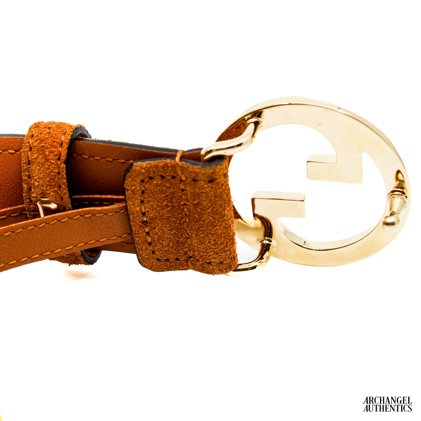 Gucci Blondie Interlocking G Belt Suede Cognac | 690557 CA00G 8351