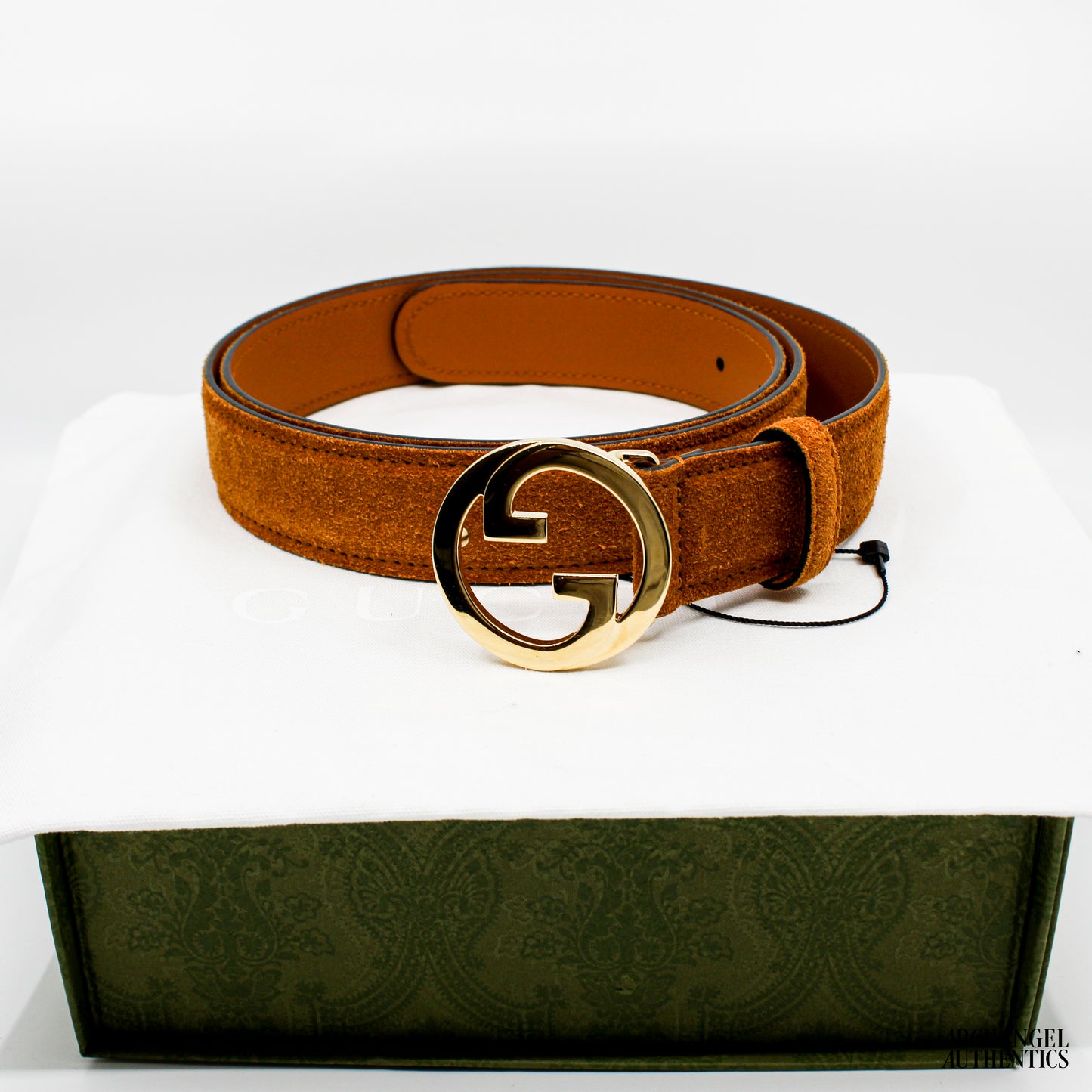 Gucci Blondie Interlocking G Belt Suede Cognac | 690557 CA00G 8351