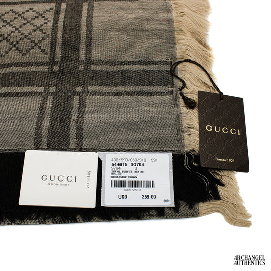 Gucci GG Diamante Brown Scarf