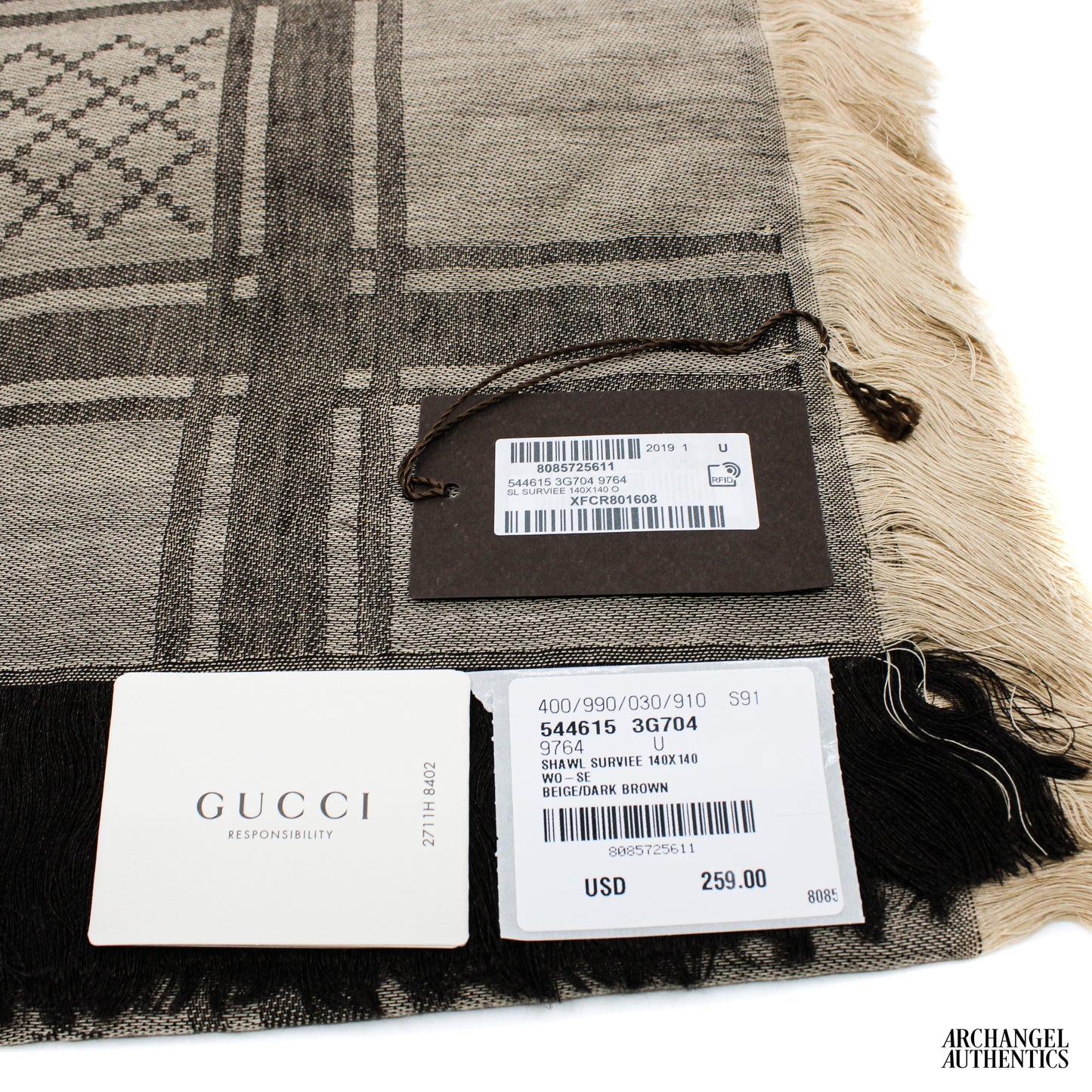 Gucci GG Diamante Brown Scarf
