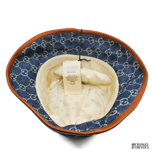 Gucci GG Denim Bucket Hat Blue/Brown | 576371 4HAC3 4264