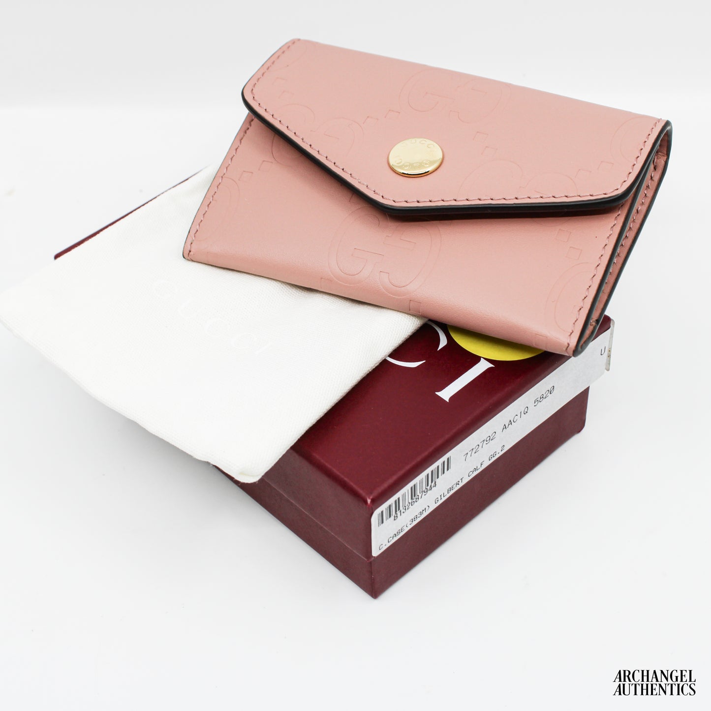 Gucci GG Gilbert Calf Leather Card Case Pink | 772792 AAC1Q 5820