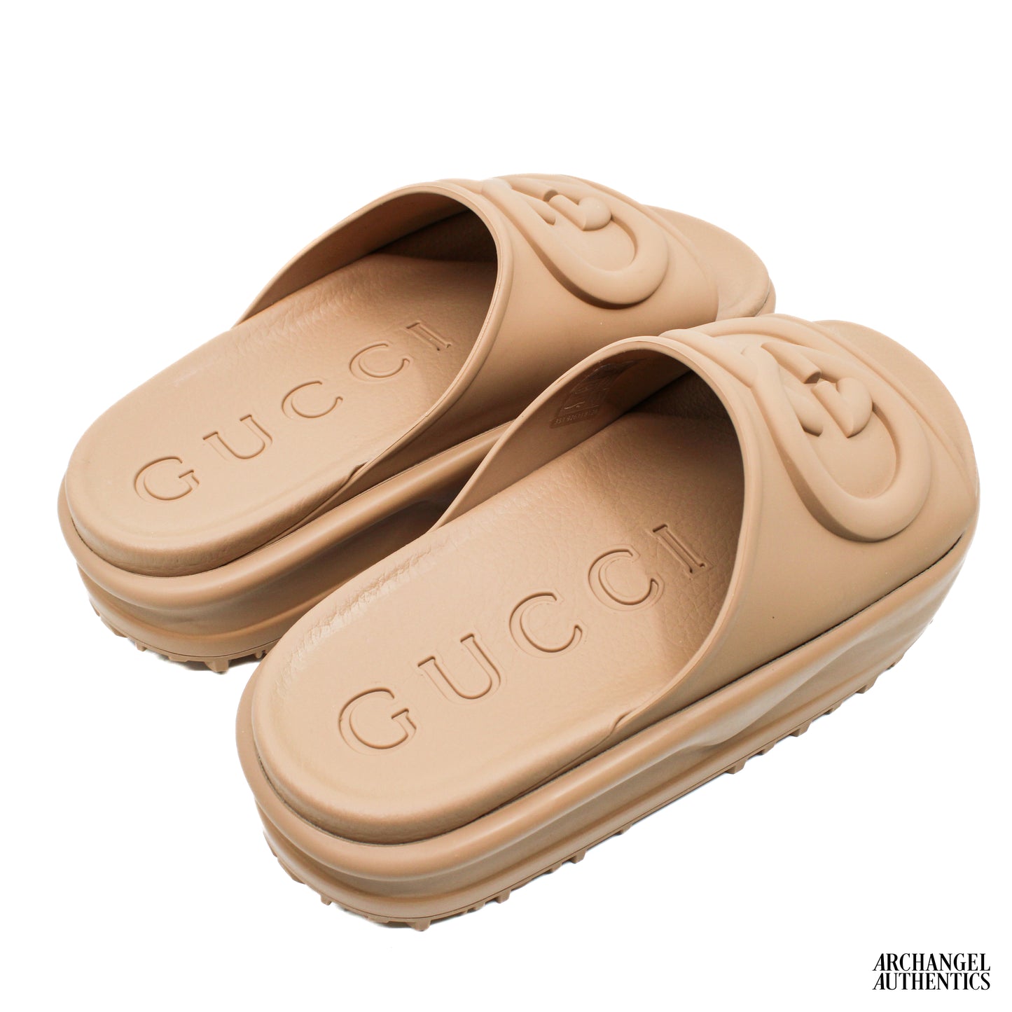 Gucci GG Oversize Slide Sandal Interlocking G Light Brown (Women's)