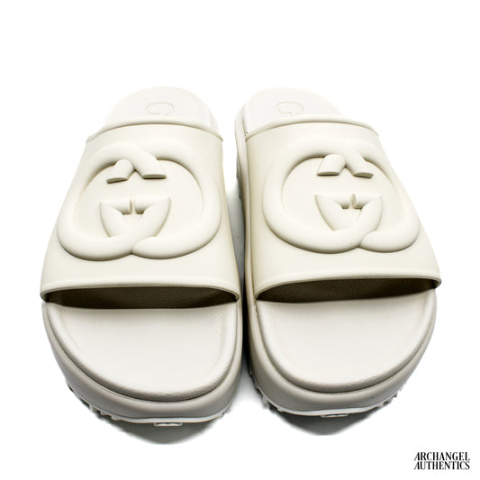 Gucci GG Oversize Slide Sandal Interlocking G Off White (Women's)