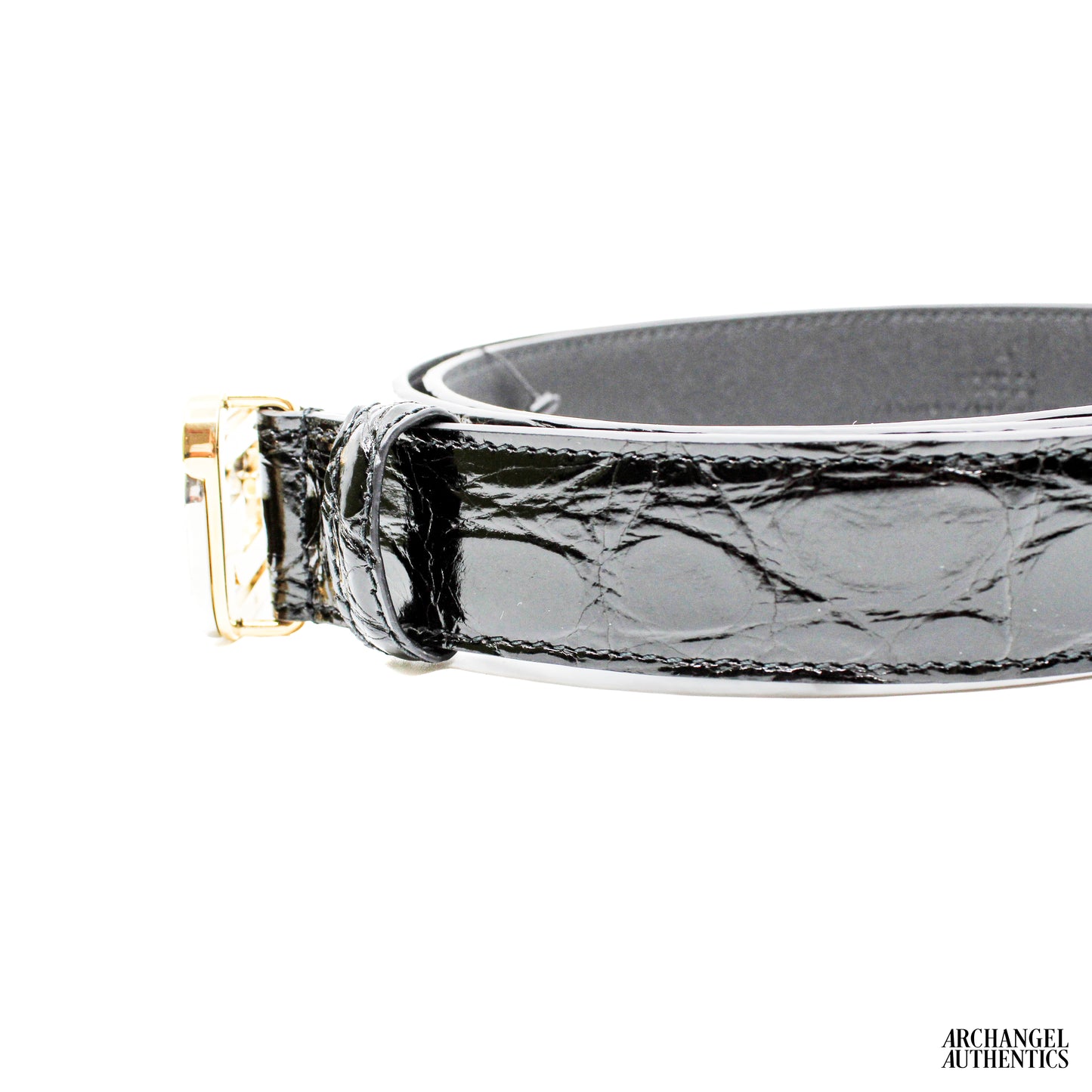 Gucci Interlocking G Crocodile Leather Belt Black | 715604 E7I0X 1000
