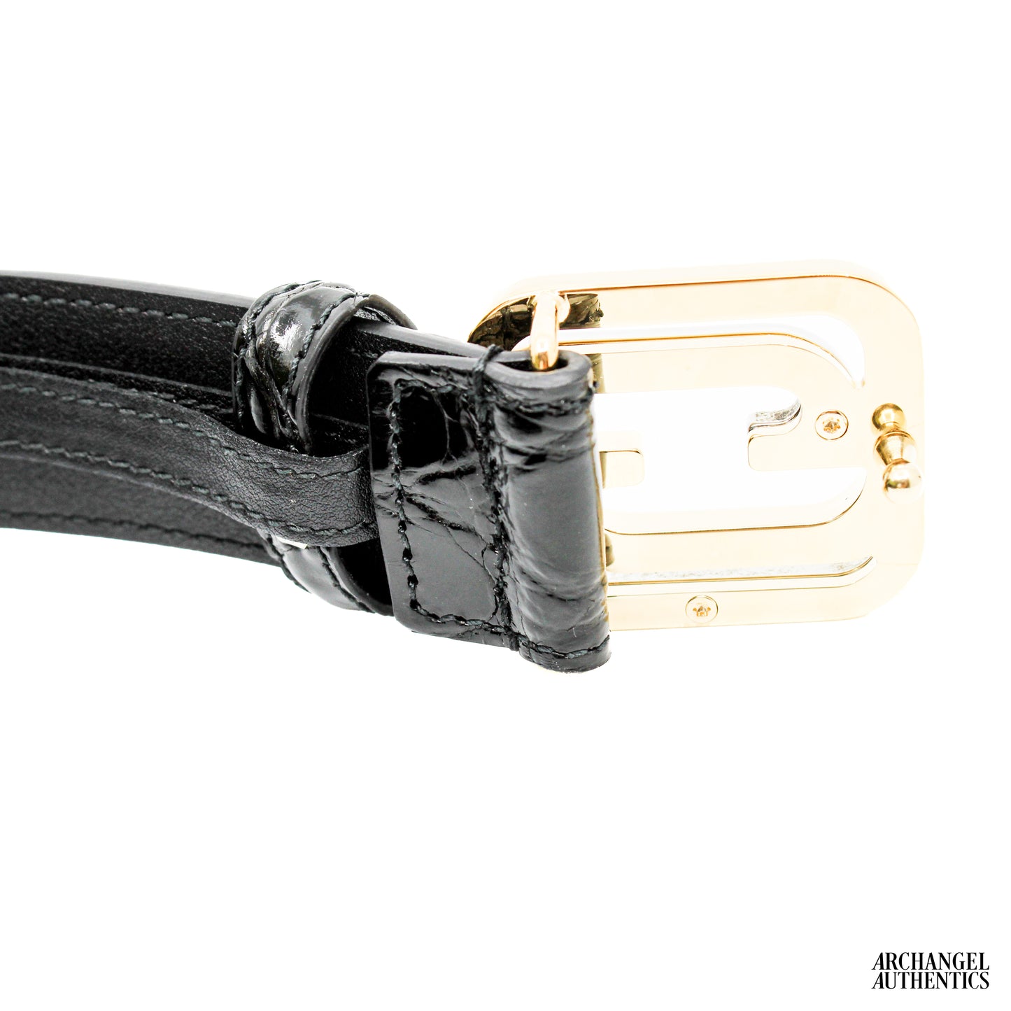 Gucci Interlocking G Crocodile Leather Belt Black | 715604 E7I0X 1000