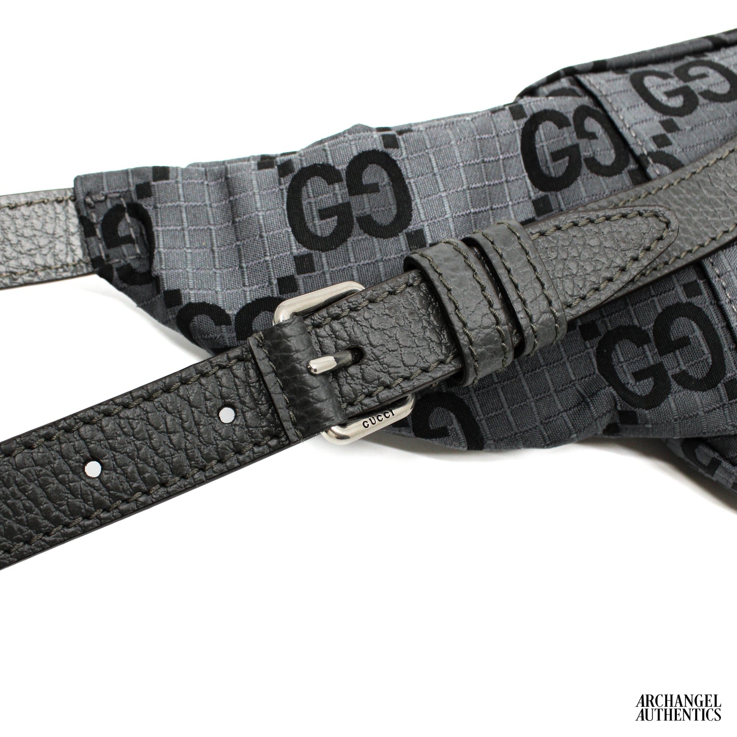 Gucci Jumbo GG Grey/Black Large Ripstop Belt Bag | 767934 FACPM 1246