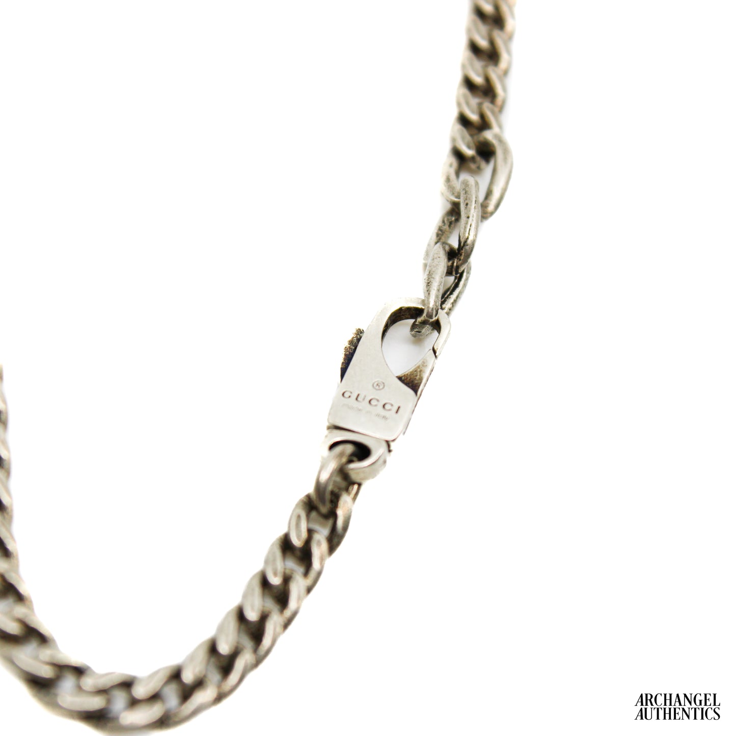 Gucci Sterling Silver Curb Link Chain w/ Enamel Pendant Tag Turquoise | 678714 J8410 8183