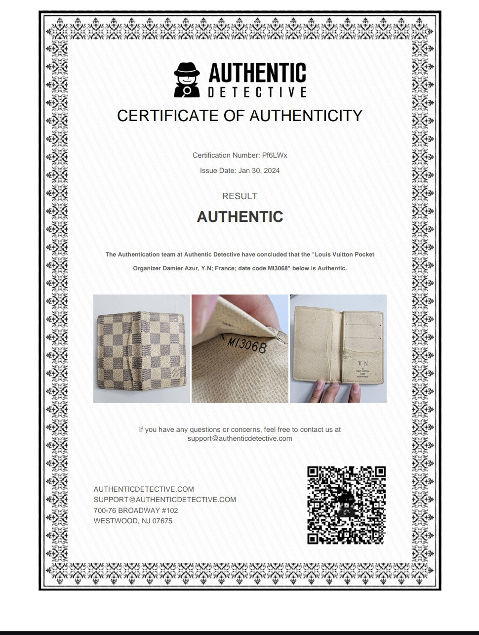 Louis Vuitton Pocket Organizer Damier Azur