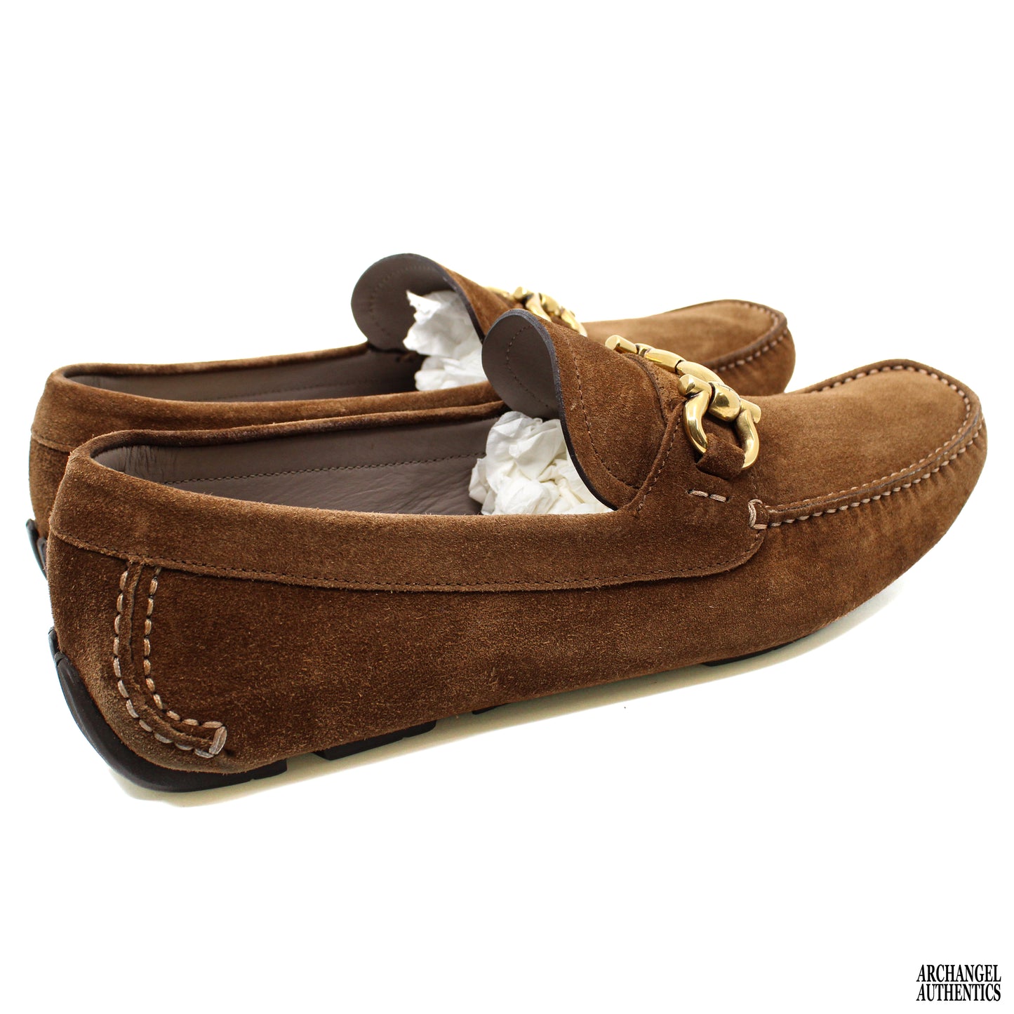 Salvatore Ferragamo Parigi Suede Drivers Brown Retail $795