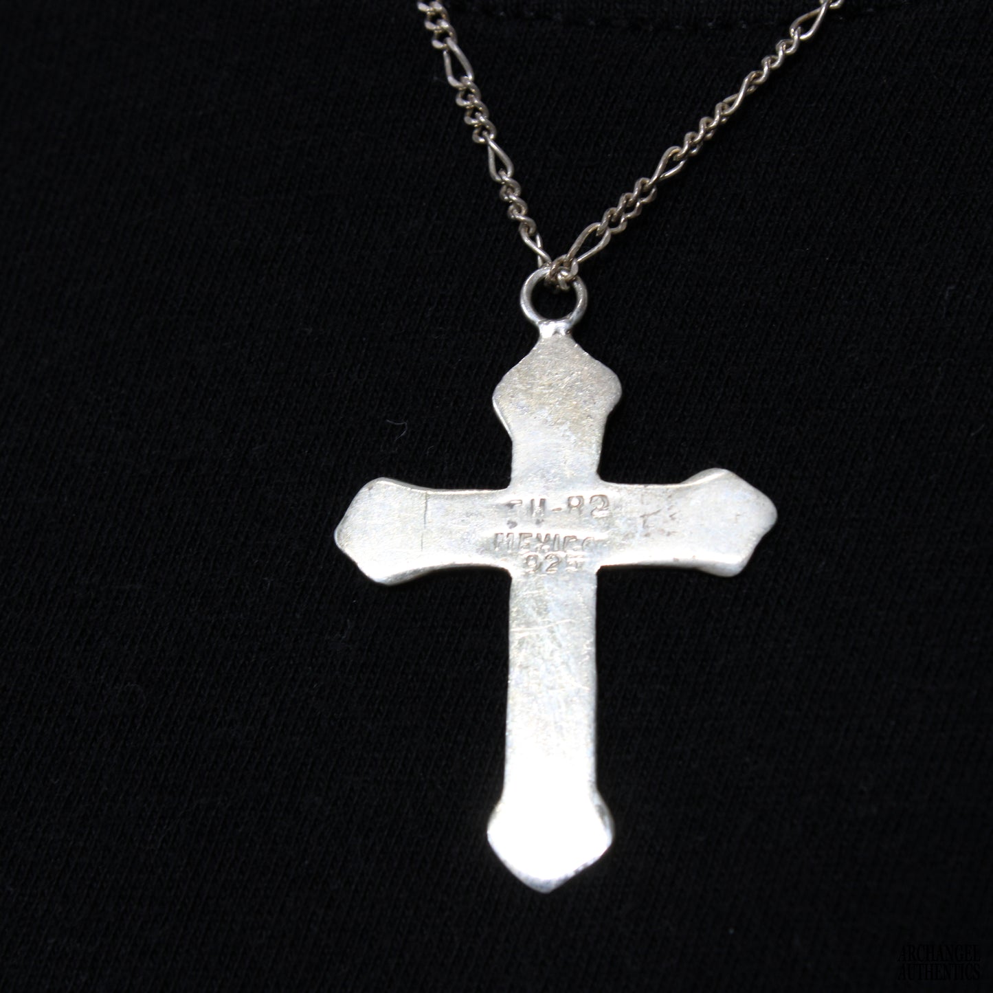 Sterling Silver Figaro Chain w/ Cross Pendant