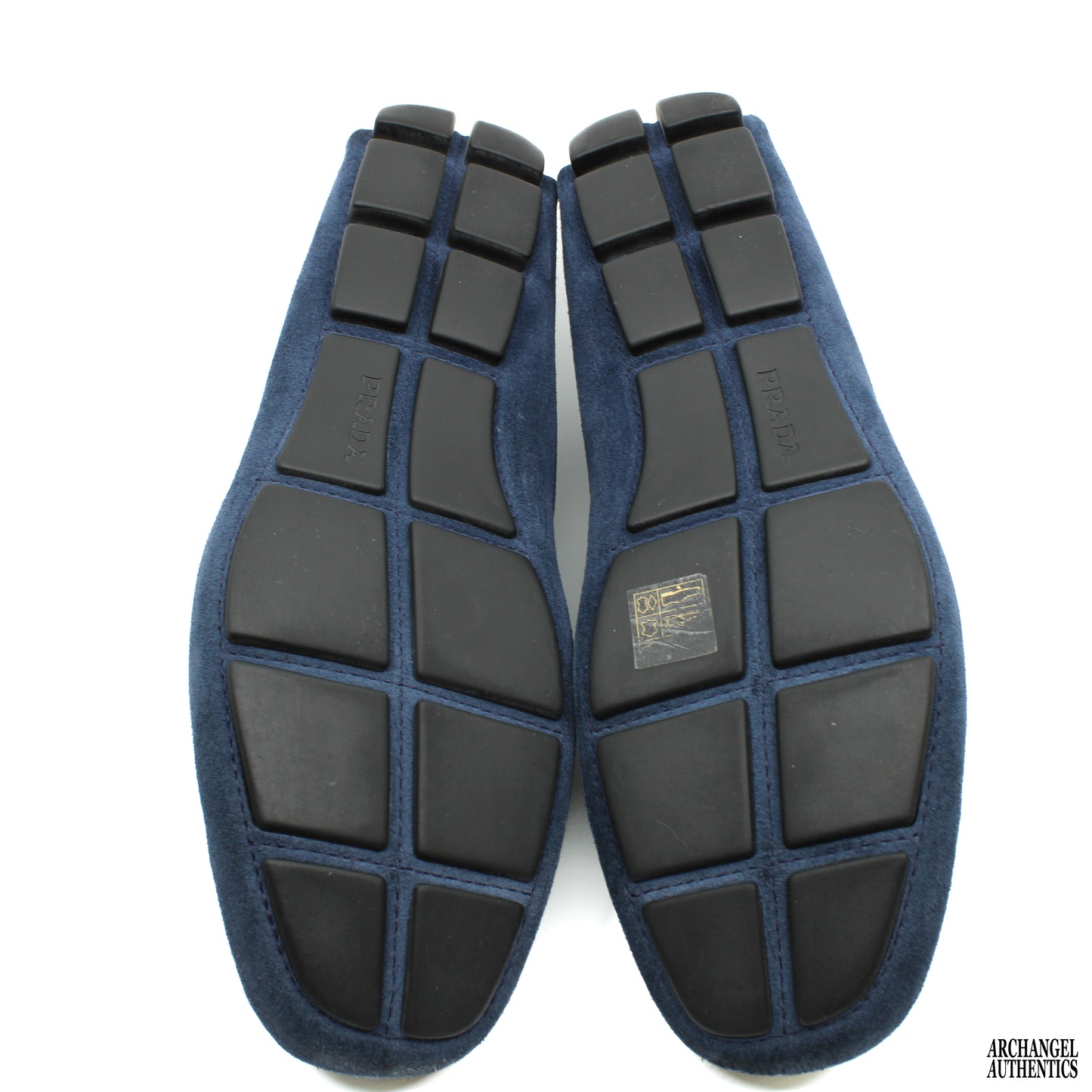 Prada Blue Suede Loafer Calzature Uomo Nero Bleu
