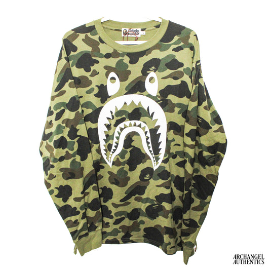 A Bathing Ape Long Sleeve 1st Camo Shark Tee