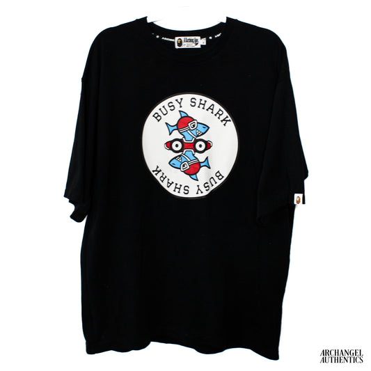 Bape Busy Shark Relaxed Fit Heavy Weight Tee Black Black