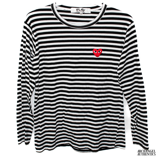 COMME DES GARÇONS PLAY Black & White Heart Long Sleeve T-Shirt