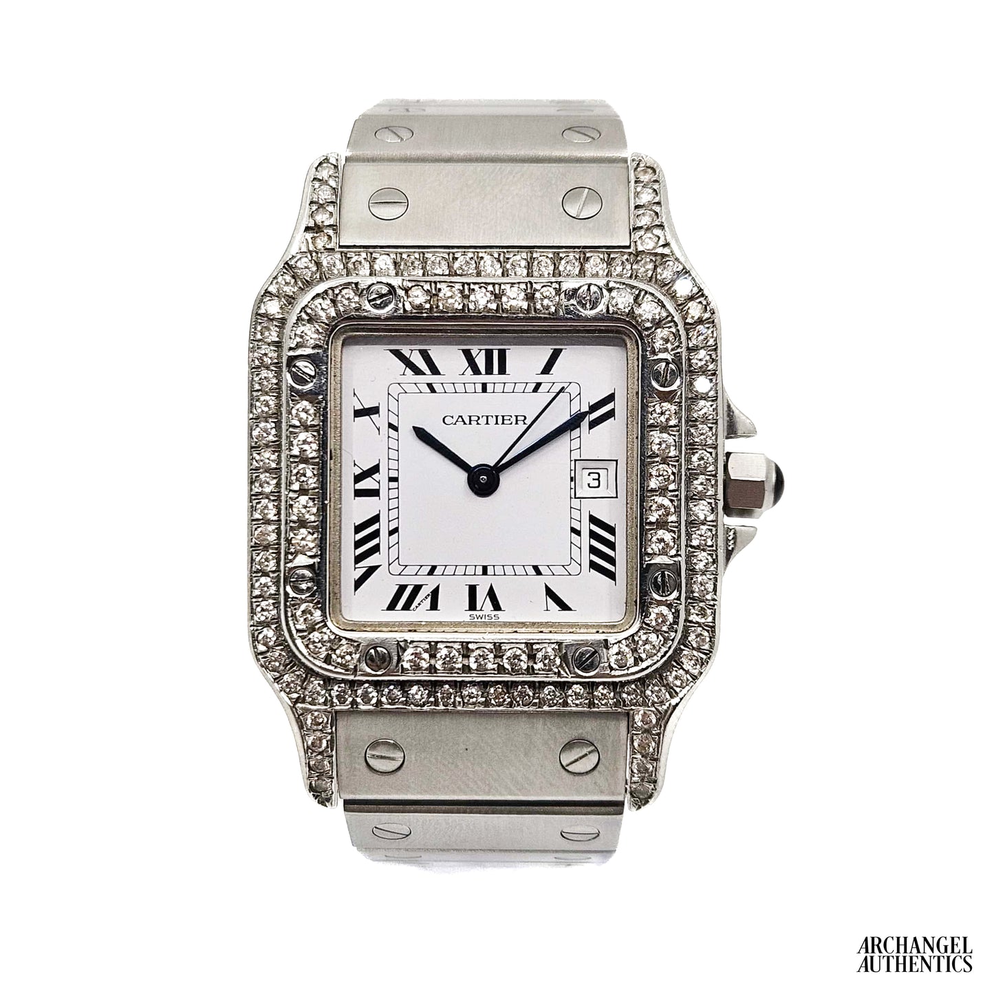 Cartier Santos Carree Stainless Steel | Ref. 2960 | Automatic | 29x41mm | Custom Diamonds