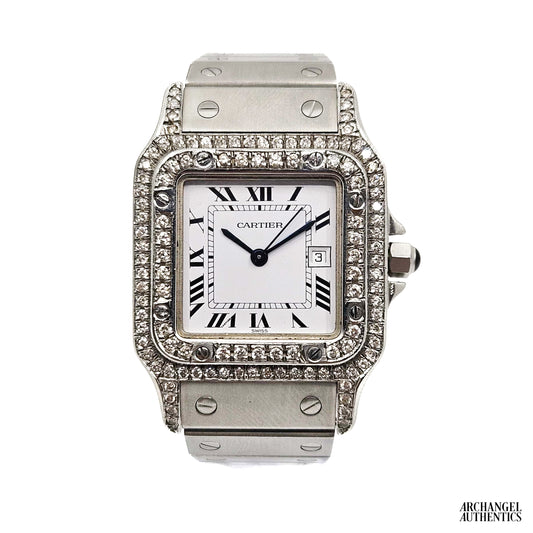 Cartier Santos Carree Stainless Steel | Ref. 2960 | Automatic | 29x41mm | Custom Diamonds