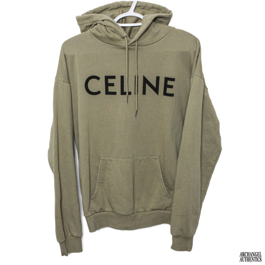 Sudadera con capucha suelta Celine Estampado de logotipo en la parte delantera Caqui