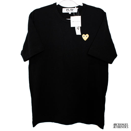 Comme des Garcons PLAY Gold Heart T-Shirt Black