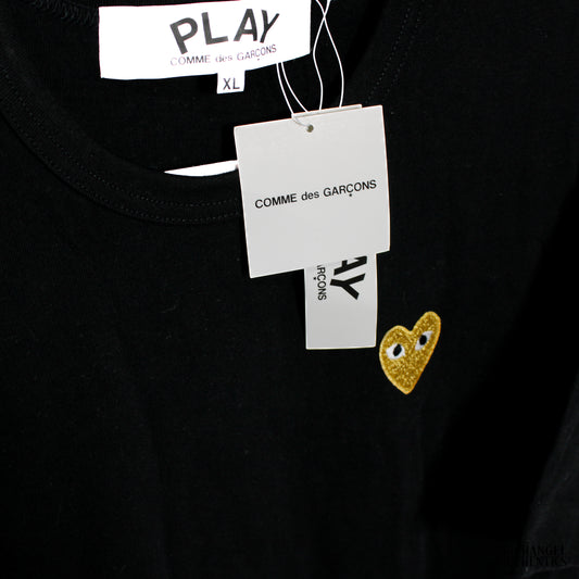 Comme des Garcons PLAY Gold Heart T-Shirt Black
