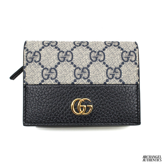 Gucci Bi-color GG Marmont small wallet Blue/Grey | 658610 17WAG 4041