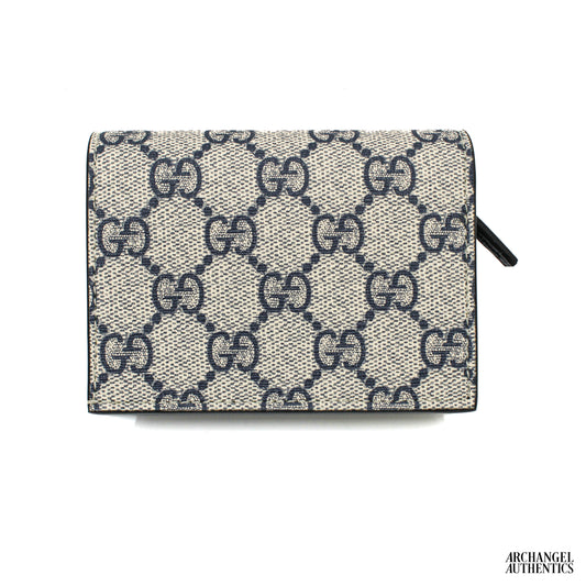 Gucci Bi-color GG Marmont small wallet Blue/Grey | 658610 17WAG 4041