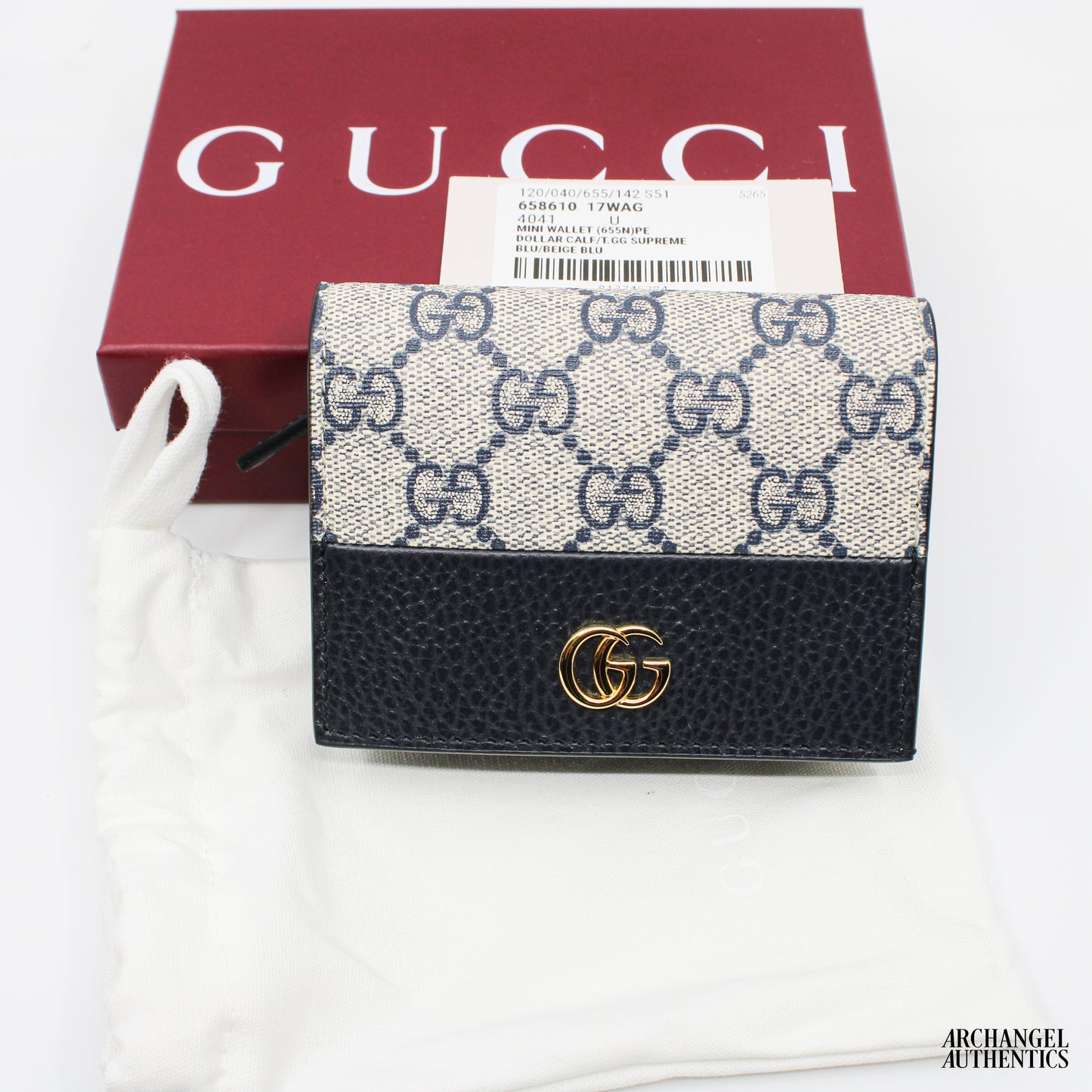 Gucci Bi-color GG Marmont small wallet Blue/Grey | 658610 17WAG 4041