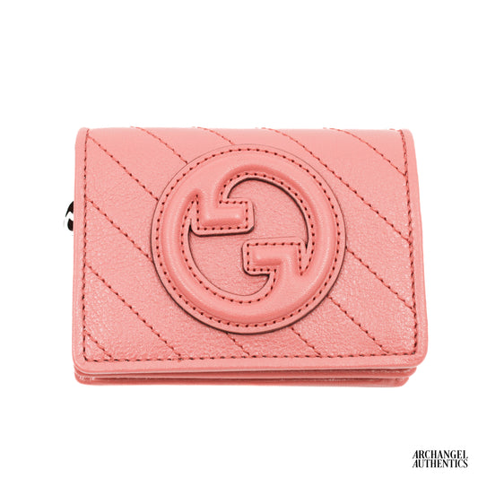 Gucci Blondie Card Case Wallet Round Interlocking G Pink | 760317 AACP7 6701