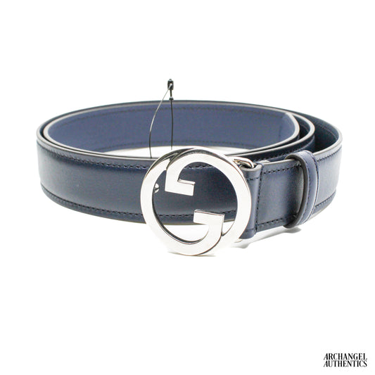 Gucci Blondie Interlocking G Belt Leather Blue Agata | 734771 US10N 4157