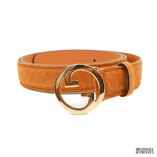 Gucci Blondie Interlocking G Belt Suede Cognac  | 690557 CA00G 8351