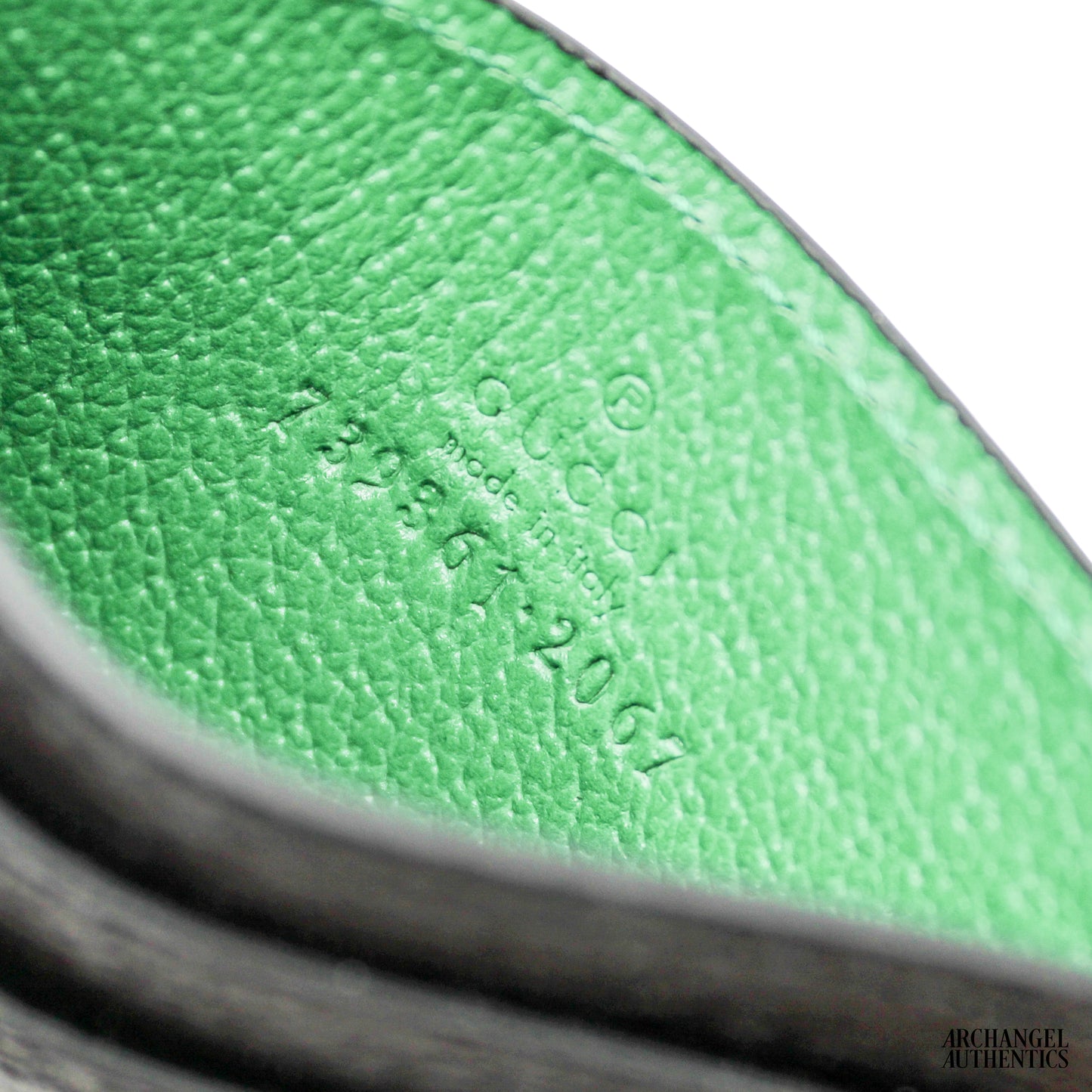 Gucci Card Holder Black Leather Green G Logo | 739361 1AAJA 1097