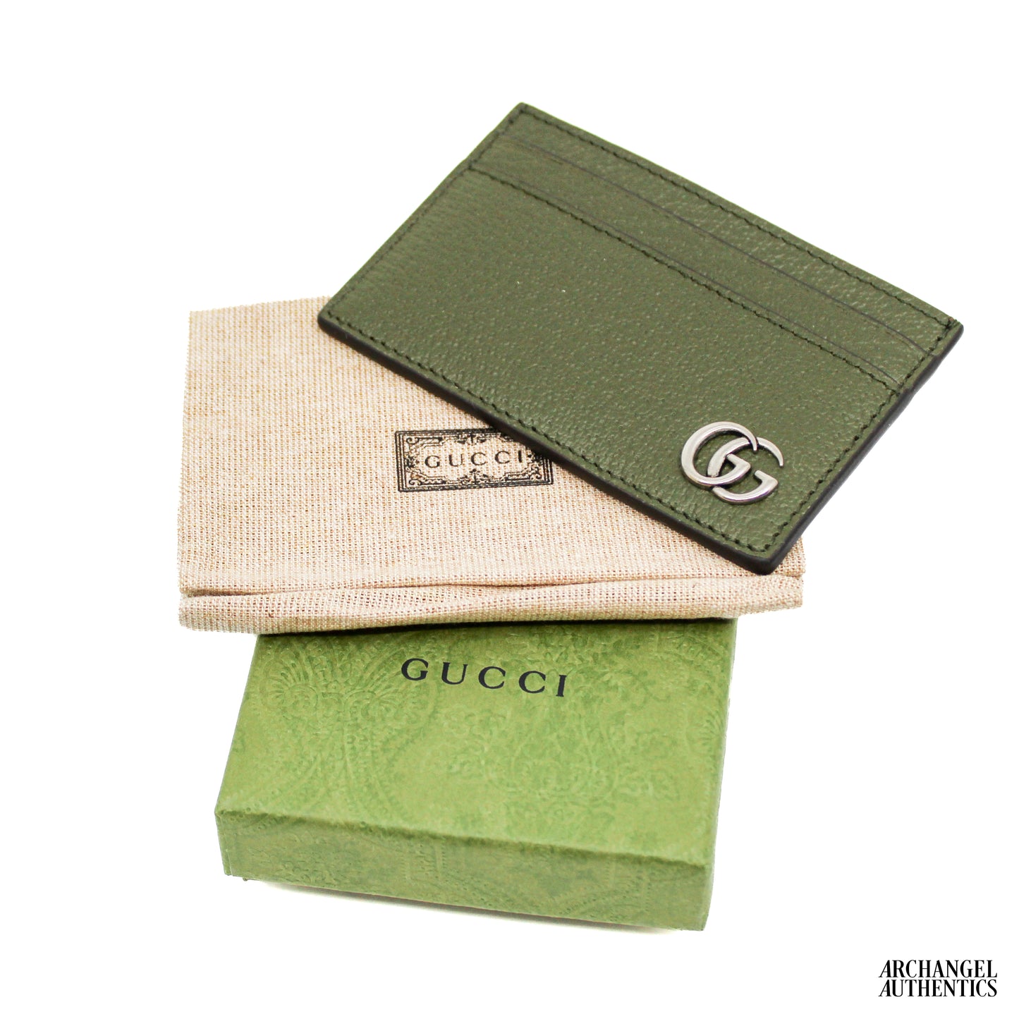 Gucci Card Holder Green Leather Marmont GG Logo | 657588 DJ20F 3352