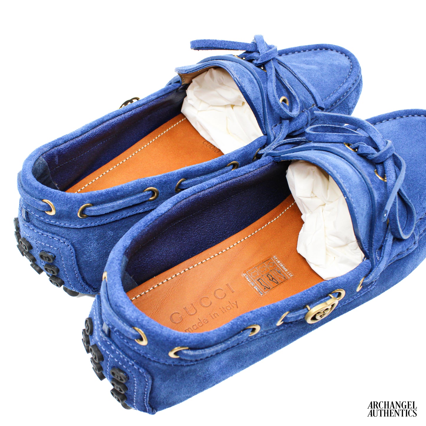 Gucci Driver Interlocking G Supersofty Mocassin Suede Royale Blue