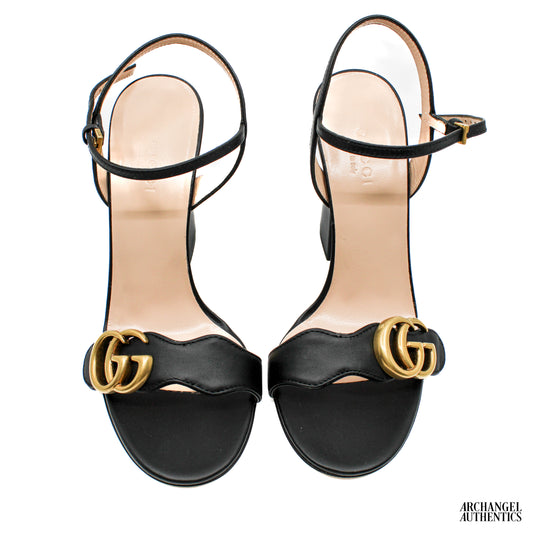 Gucci GG 105mm Heeled Sandal Black Leather