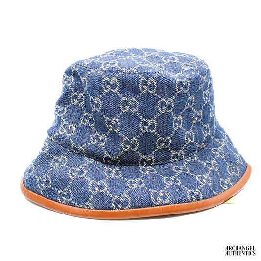 Gucci GG Denim Bucket Hat Blue/Brown | 576371 4HAC3 4264