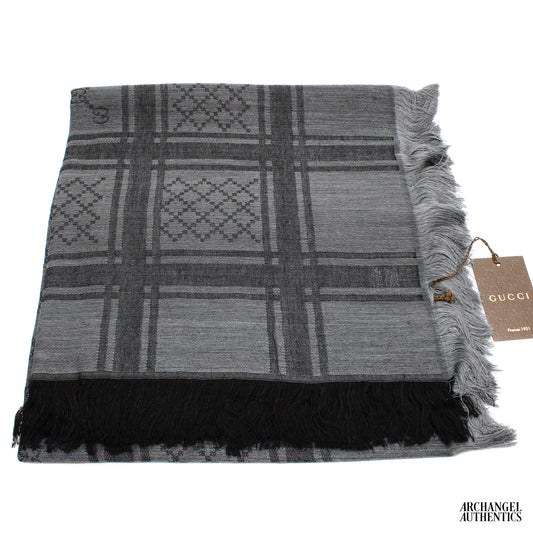 Gucci GG Diamante Dark Grey Scarf