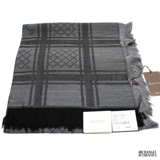 Gucci GG Diamante Dark Grey Scarf