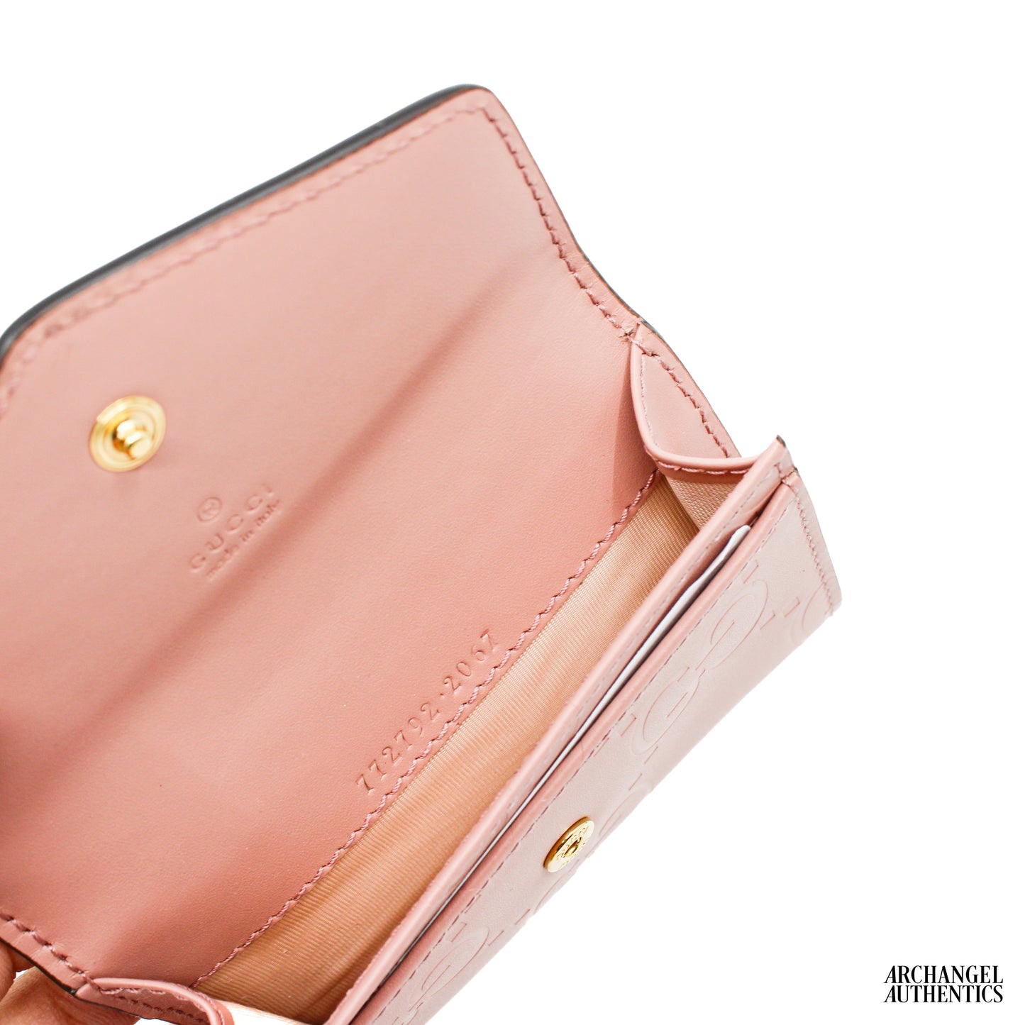 Gucci GG Gilbert Calf Leather Card Case Pink | 772792 AAC1Q 5820