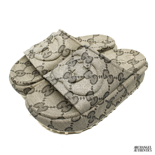 Gucci GG Oversize Slide Sandal Interlocking G Beige Ebony (Women's)