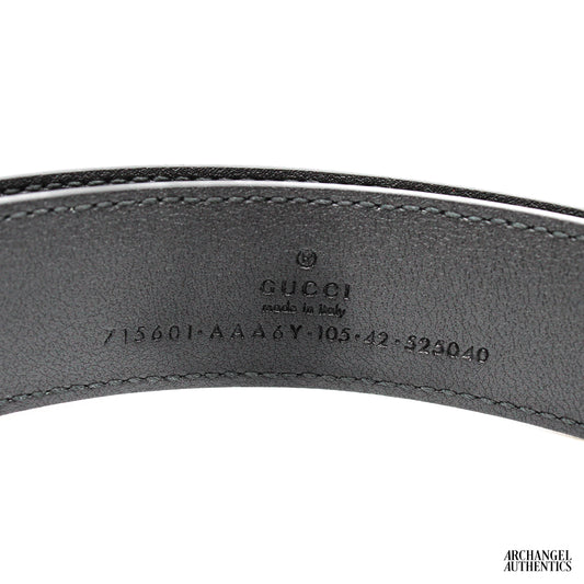 Gucci Green and Red Stripe Black Leather Belt Gold Buckle | 715601 AAA6Y 1071