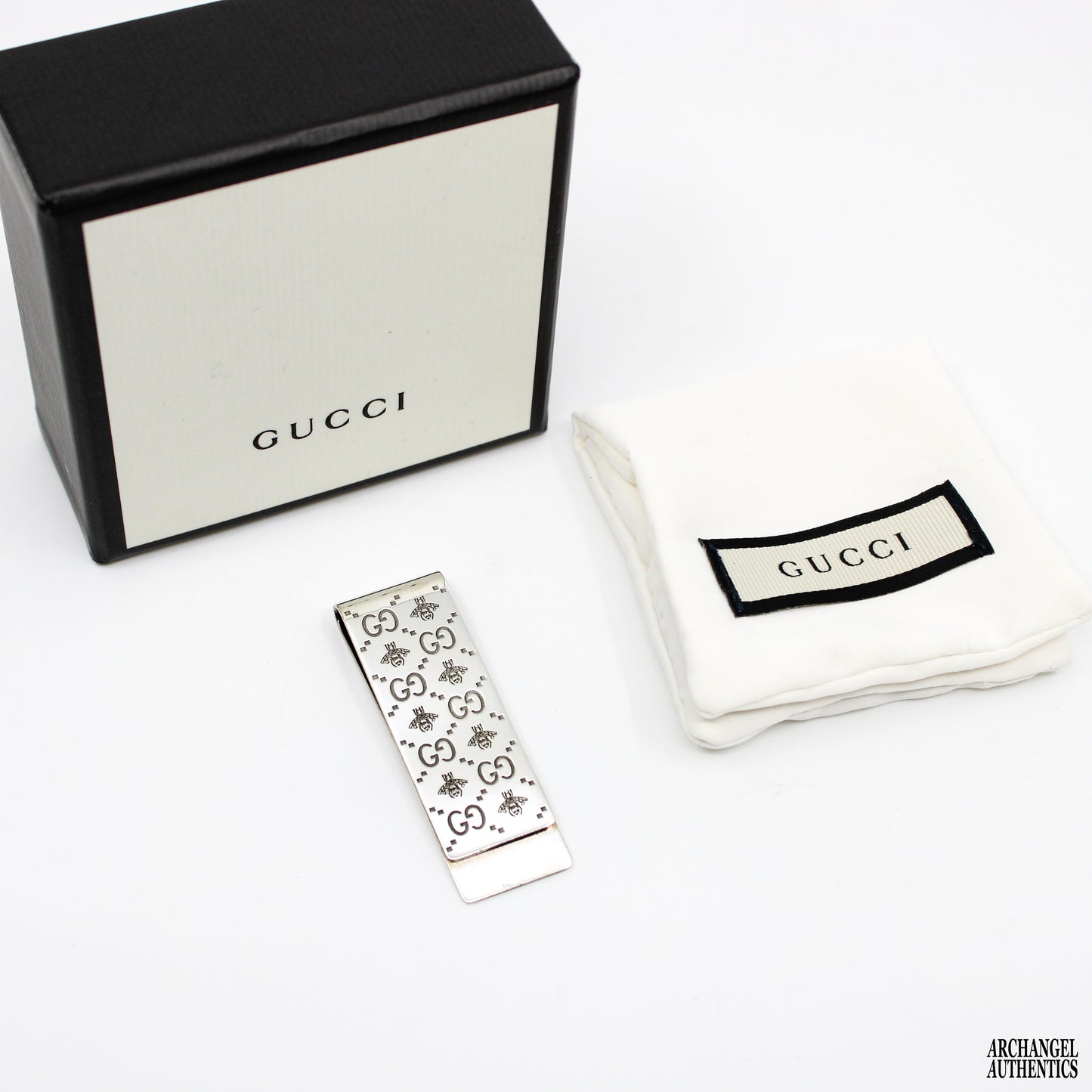 Gucci Interlocking Logo Bee Sterling Silver Money Clip