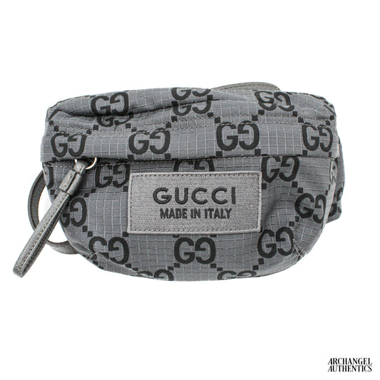 Gucci Jumbo GG Grey/Black Large Ripstop Belt Bag | 767934 FACPM 1246