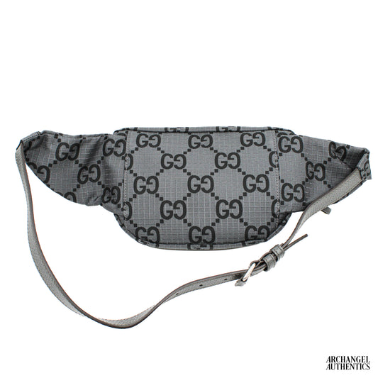 Gucci Jumbo GG Grey/Black Large Ripstop Belt Bag | 767934 FACPM 1246