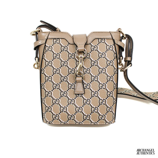 Gucci Mini Bucket Shoulder Bag GG Shadow Taupe/Grey | 782919 AADQ6 8647 | Retail: $2,980